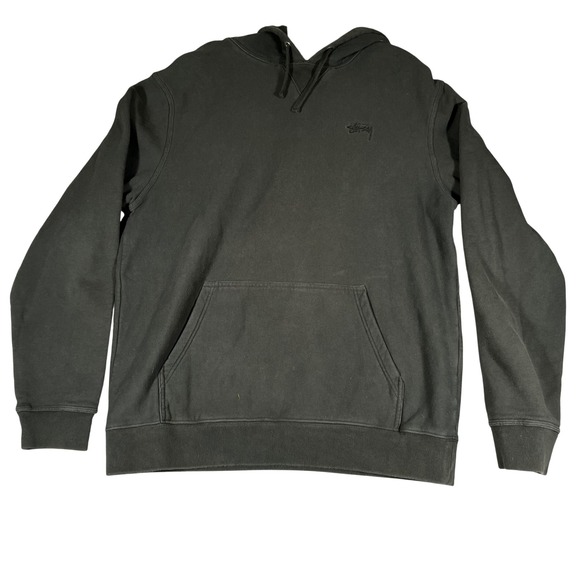 Stussy Mens XXL Black Tonal Embroidered Logo Hoodie 100% Cotton Streetwear